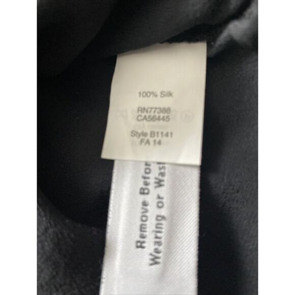 MADEWELL Silk Black Blouse Top Lace Details 3/4 Sleeves Crew Neck Large - Picture 7 of 7